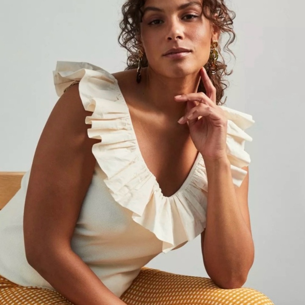 Anthropologie Maeve sleeveless, ruffled top. Great condition. Only worn twice.